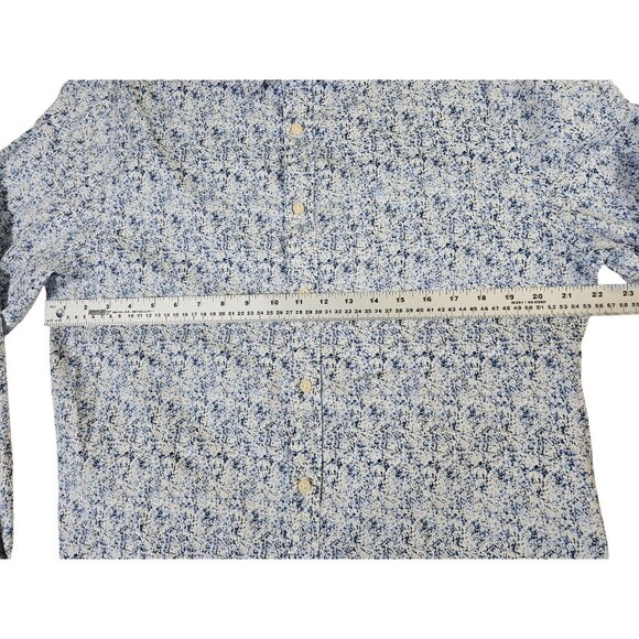 Saks Fifth Avenue XL Long Sleeve Button Down Shirt Abstract White & Blue Pattern - Picture 2 of 8